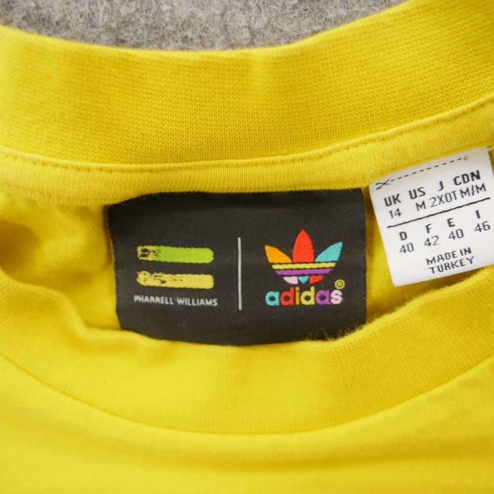 Adidas x Pharrell Williams Top Womens Medium Yellow Shirt Hu Human Graphic Print - Picture 6 of 11
